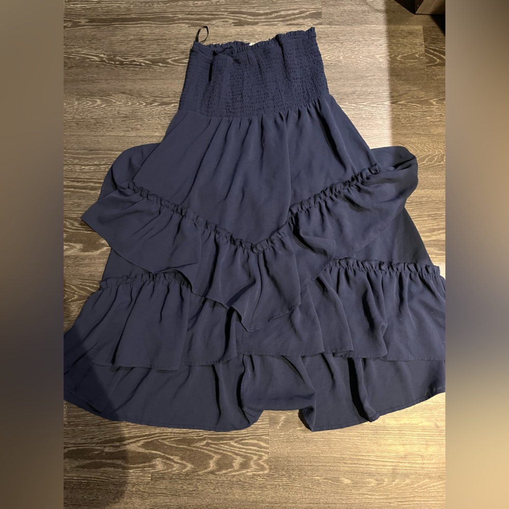 Grace Karin | Tiered Tube Top Ruffle Dress | Navy | XL